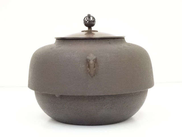  般若勘渓造　唐銅鬼面風炉（畠春斎釜添）（共箱）